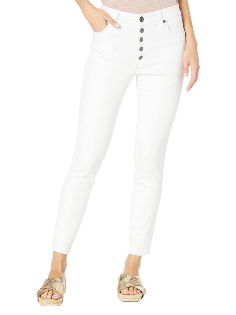 Kut from the Kloth White Button-Fly Skinny Jeans